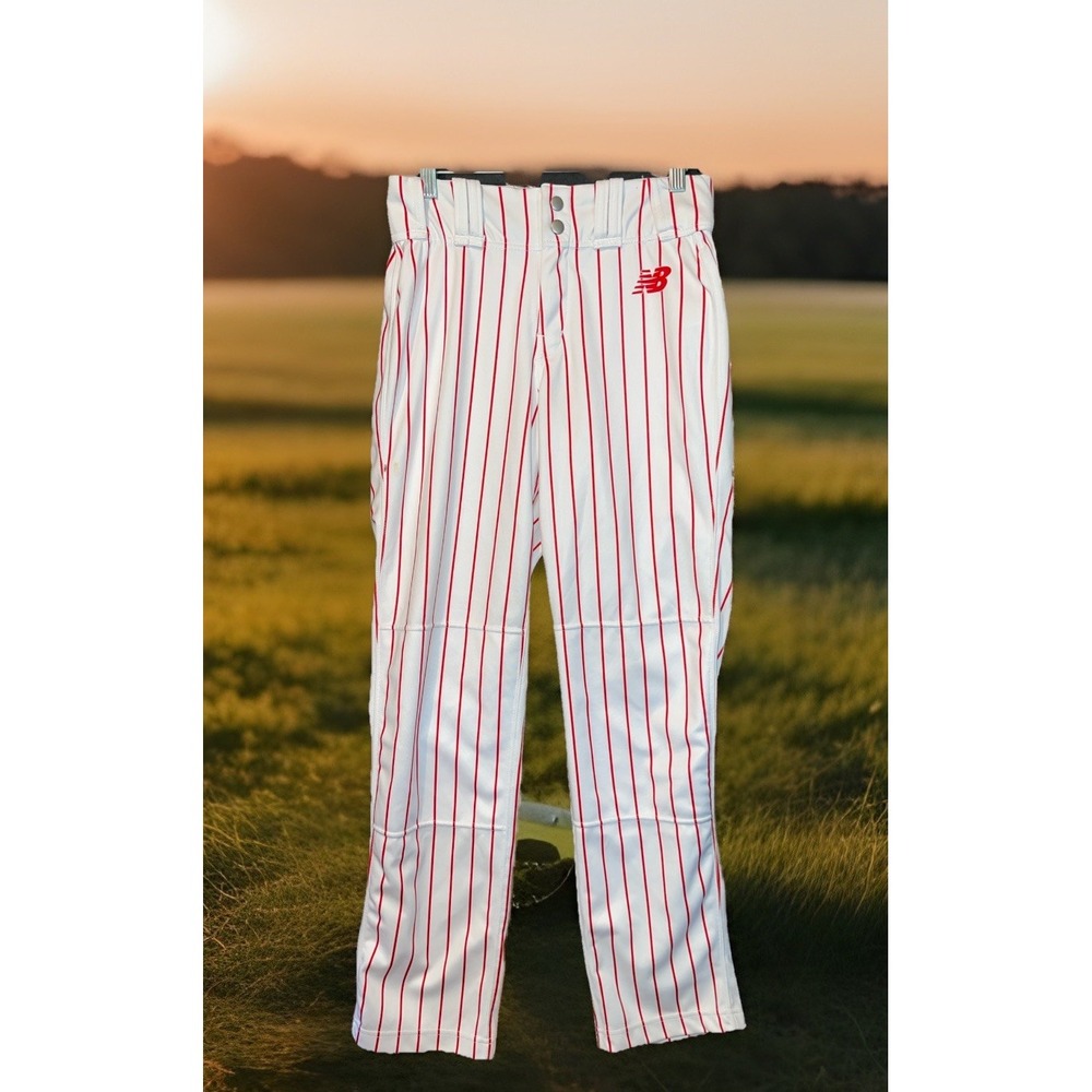 New Balance Baseball Pants Men 28 White Red Stripes Sports